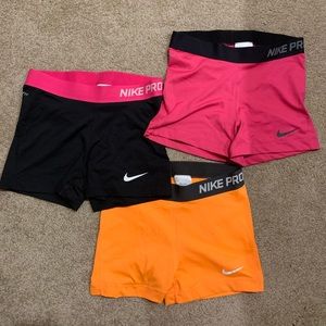 BUNDLE OF 3 NIKE PRO SHORTS